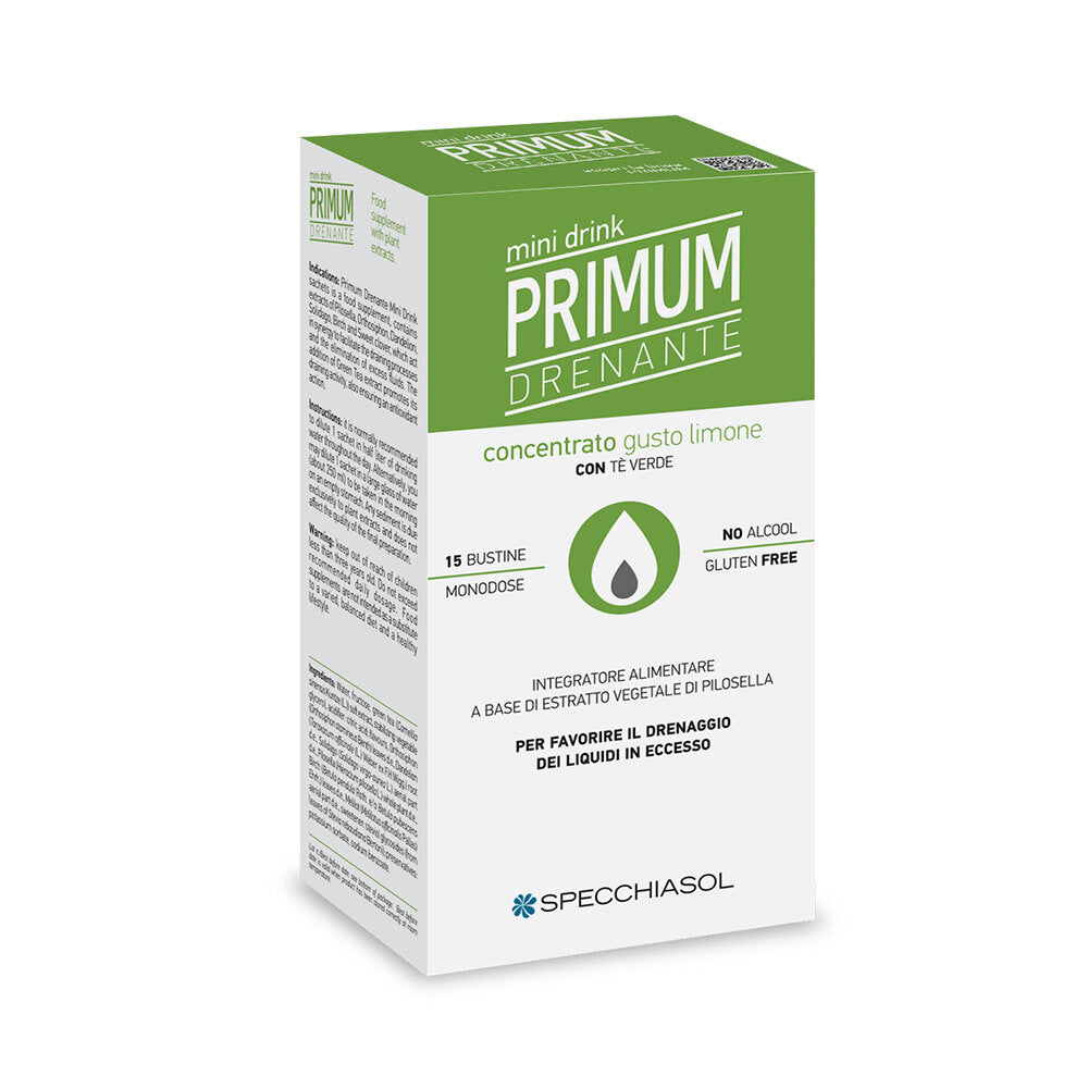 Specchiasol Primum Drenante per favorire il drenaggio dei liquidi in eccesso 15 bustine gusto limone-2