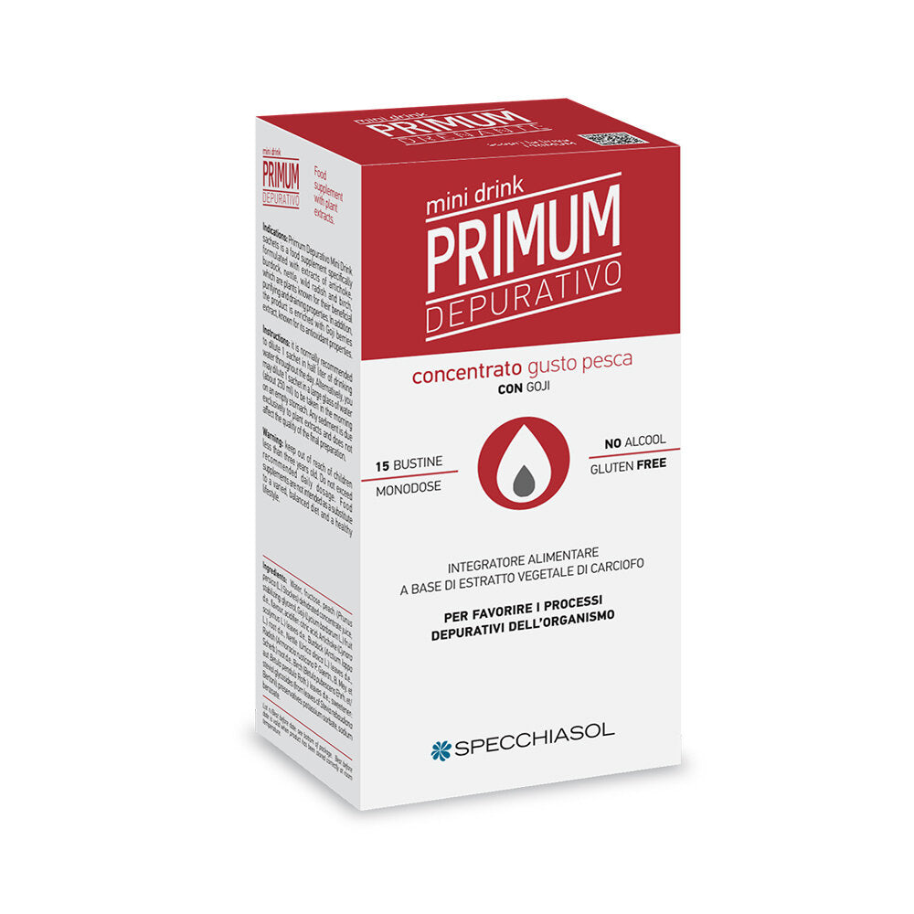 Specchiasol Primum Depurativo per favorire la depurazione dell'organismo 15 mini drink gusto pesca-2