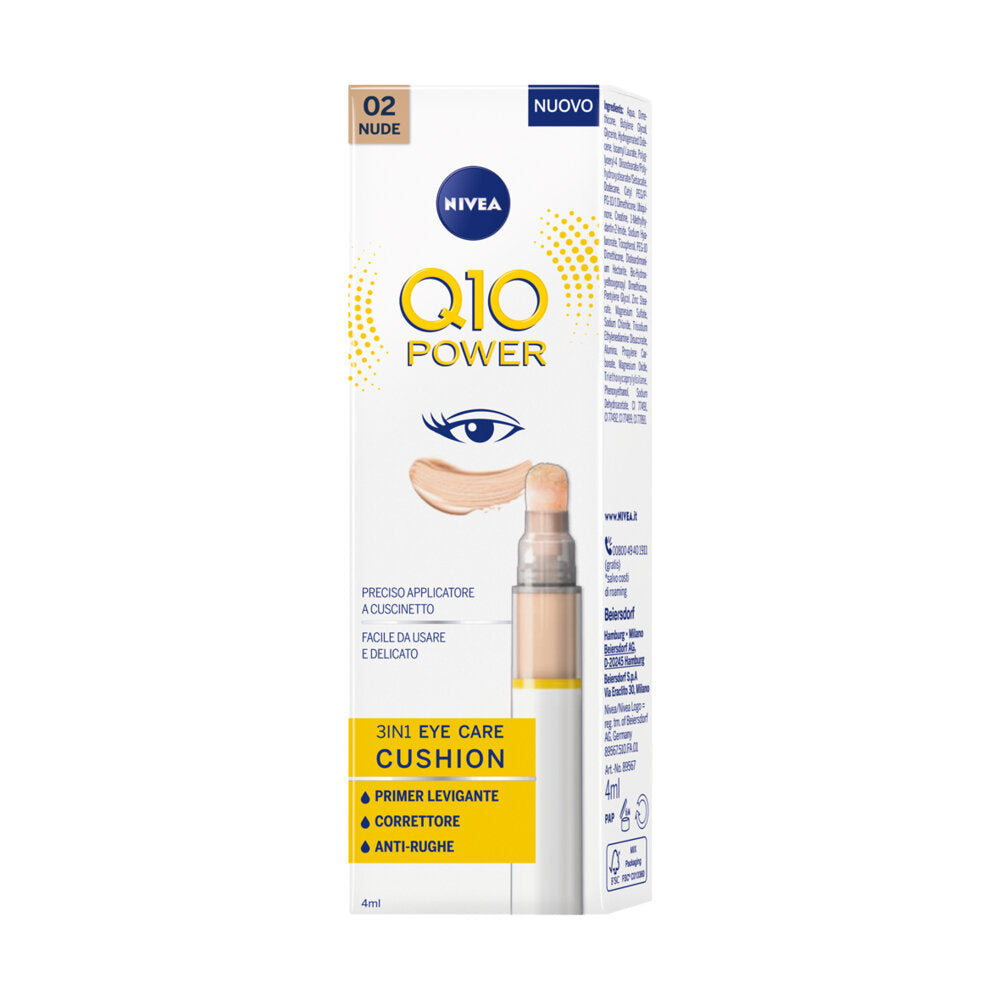 Nivea Q10 Power 3in1 Eye Care Cushion 02 Nude 4 ml Crema Contorno Occhi Colorata E Idratante-12