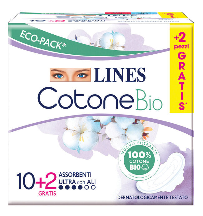 Lines Cotone Bio 12 Assorbenti Ultra Con Ali-3