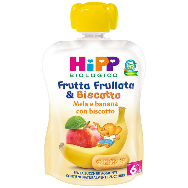 Hipp Frutta Frullata Mela Banana Biscotto 90ml 6 Mesi+-2