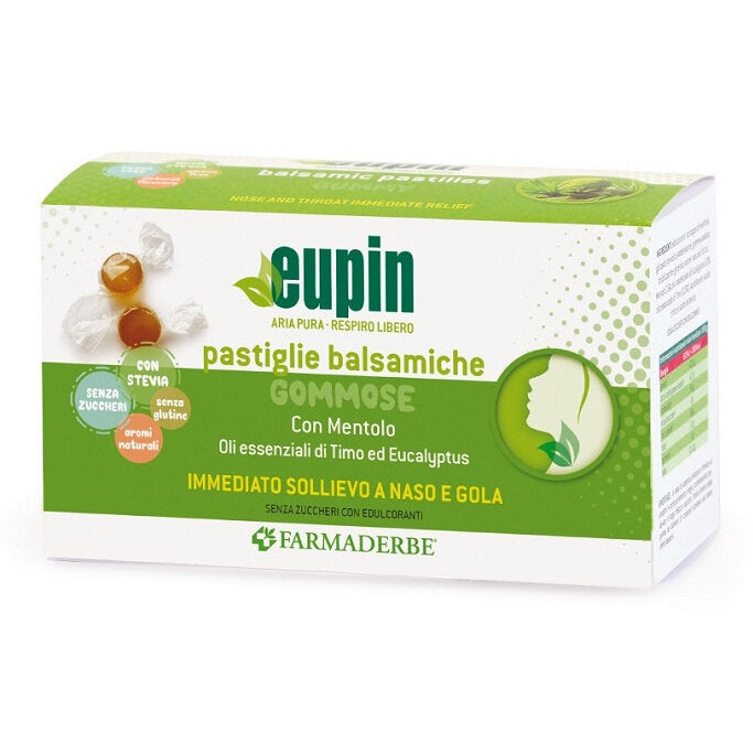 Farmaderbe Eupin Pastiglie Balsamiche per il benessere di naso e gola 80g-2