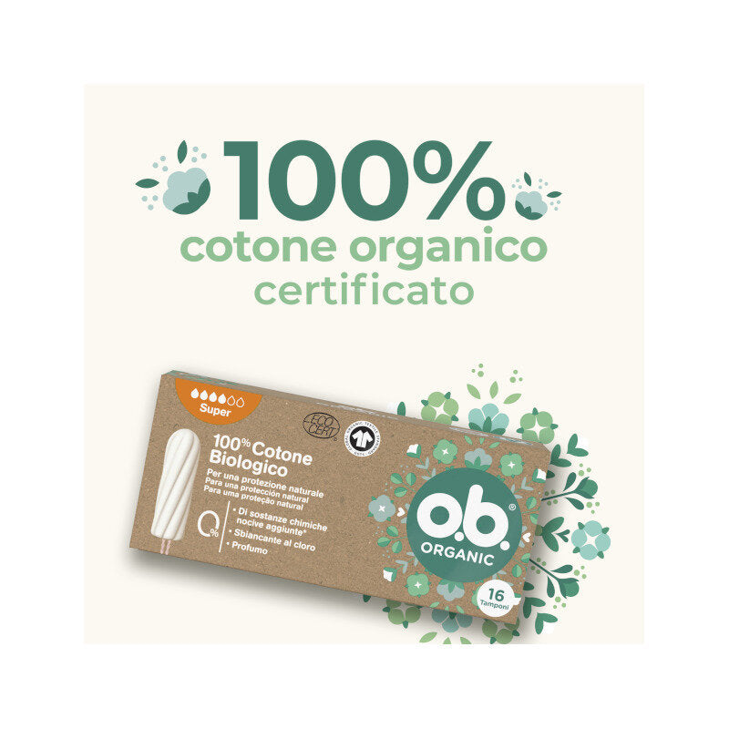 O.b. Assorbenti Interni Organic Super 100% Cottone Biologico 16 Tamponi color White-10