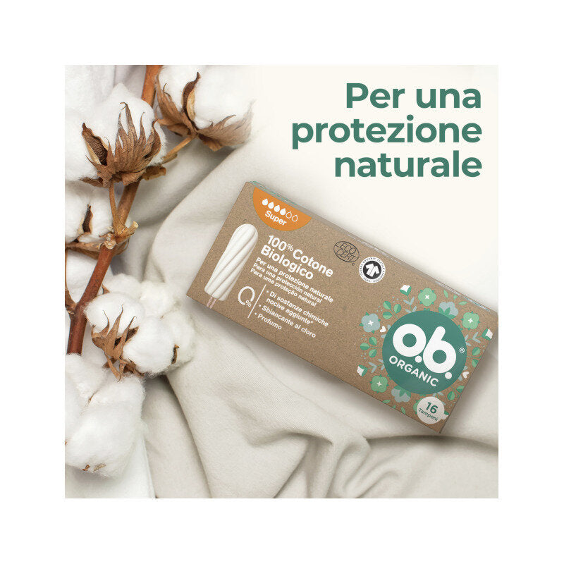 O.b. Assorbenti Interni Organic Super 100% Cottone Biologico 16 Tamponi color White-11