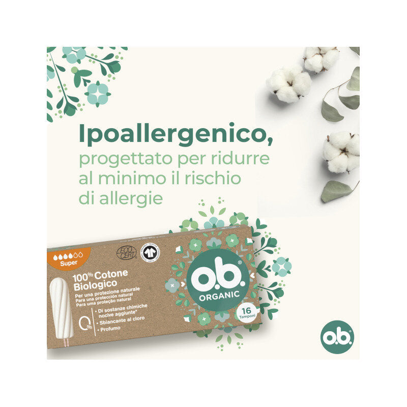 O.b. Assorbenti Interni Organic Super 100% Cottone Biologico 16 Tamponi color White-14