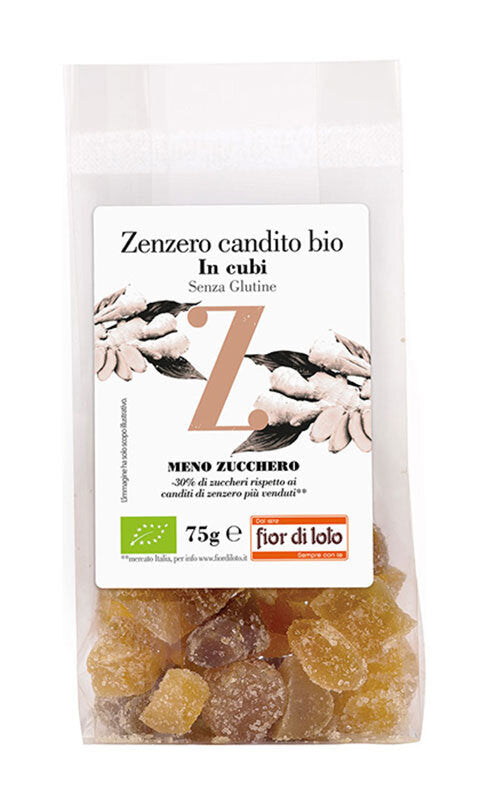 Fiori Di Loto Zenzero Candito Cubi A Ridotto Contenuto Di Zuccheri 75g-1