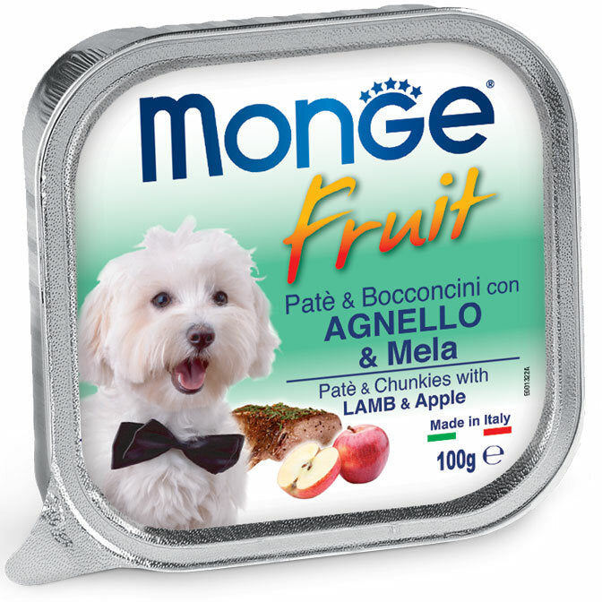 Monge Fruit Agnello E Mela Cibo Umido Per Cani Adulti 100g-2