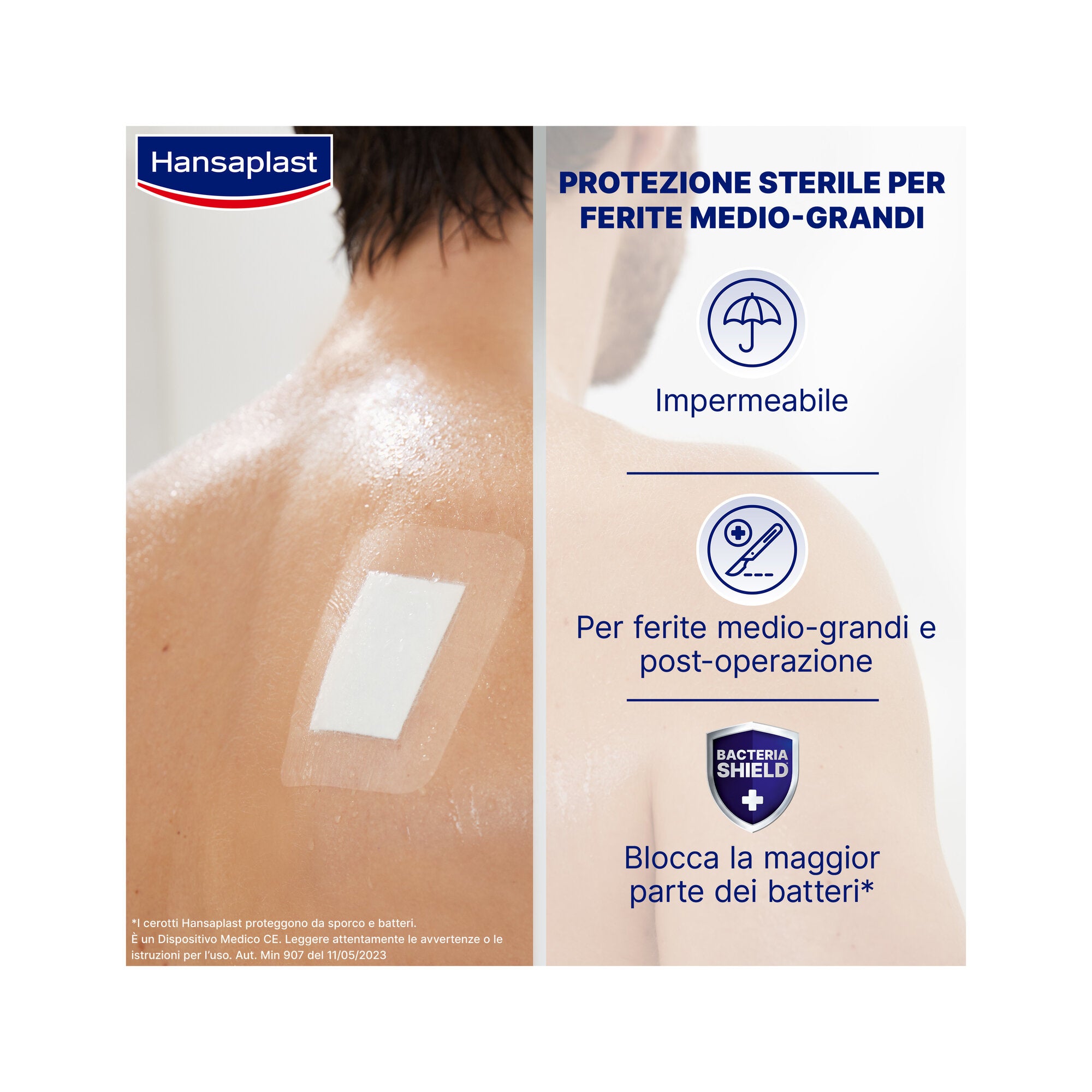 Hansaplast Cerotti Aqua Protect XXL Impermeabili Per Grandi Ferite 8x10cm 5 Pezzi-2