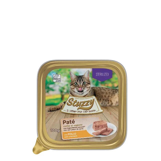 Stuzzy Paté per Gatto Sterilizzato con Pollo Vaschetta 100g-1