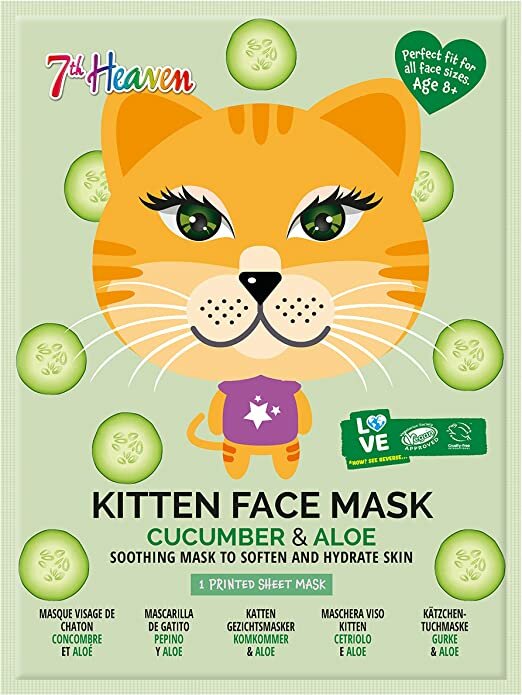 7th Heaven Maschera Viso Tessuto Stampa Gattino Adulti /Bambini 8 Anni+-2