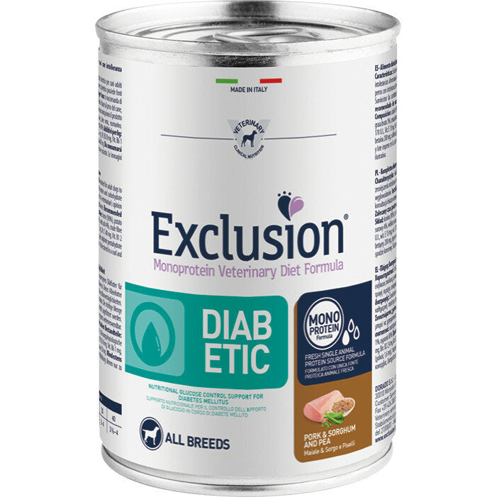 Exclusion Monoprotein Veterinary Diet Formula Diabetic Umido Suino/Sorgo/Piselli Per Cani Adulti 400-2