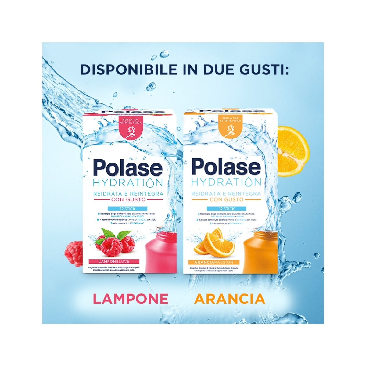 Polase Hydration Integratore Alimentare Magnesio/Potassio Sali Minerali Vitamina C Arancia 12 Stick-9