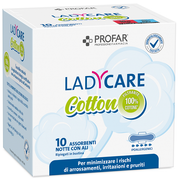 Ladycare Assorbenti Cotton Ipoallergenici Notte con Ali 10 Pezzi Profar-0