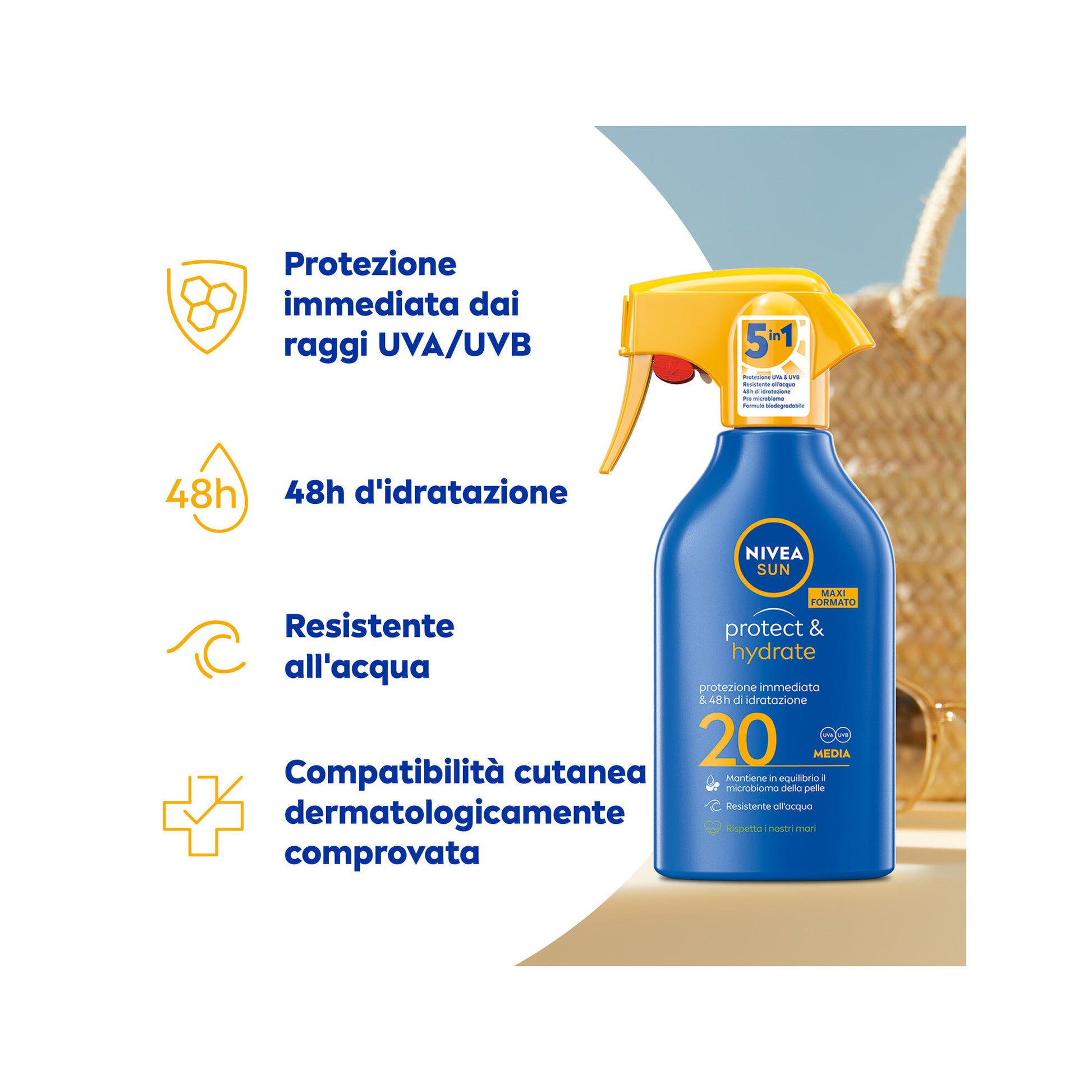 Nivea Sun Spray Solare Protect & Hydrate Fp20 270ml Crema Solare 20 Idratante Per 48 Ore-4