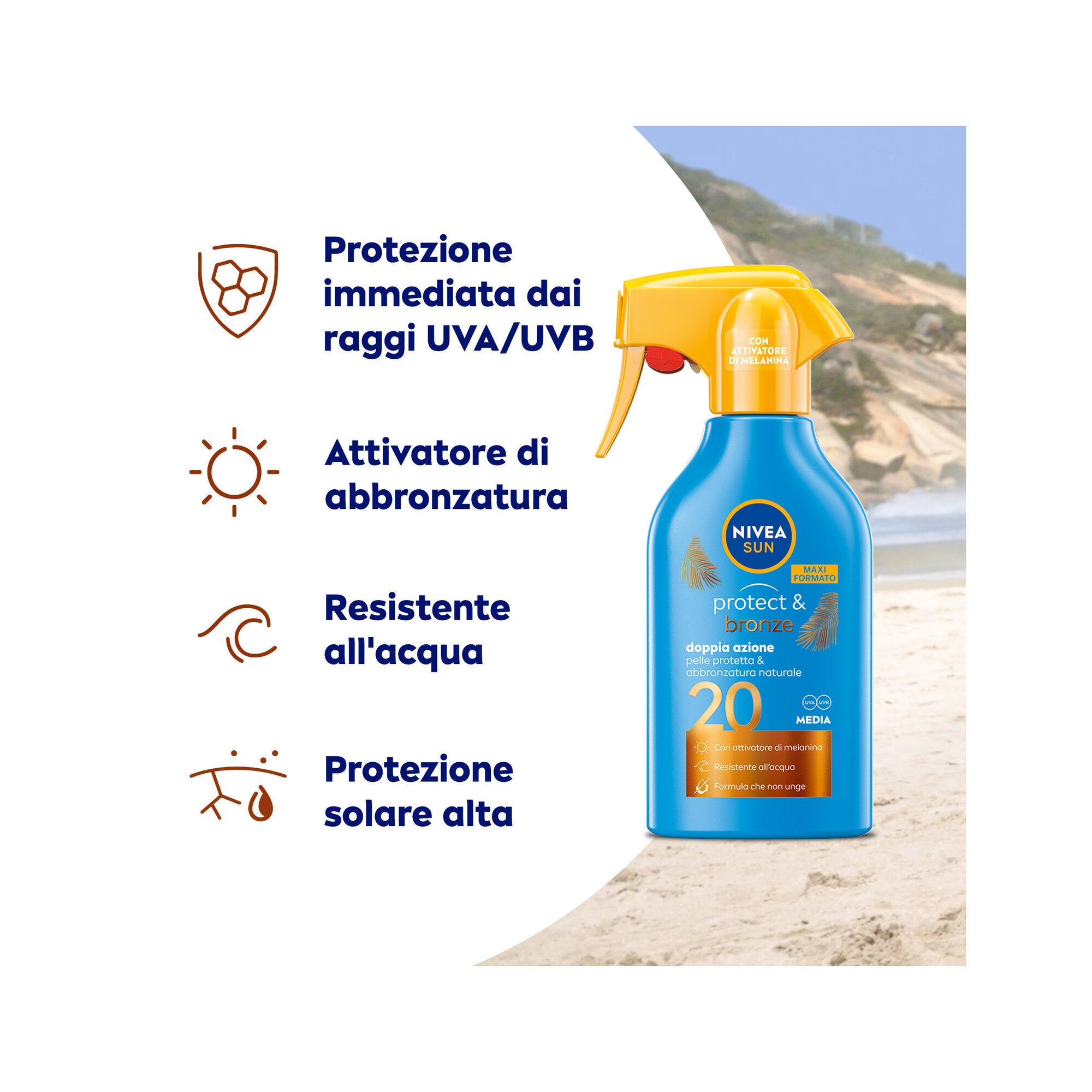 Nivea Sun Spray Solare Protect & Bronze Fp20 270ml Crema Solare 20 Per Un'abbronzatura Dorata-4