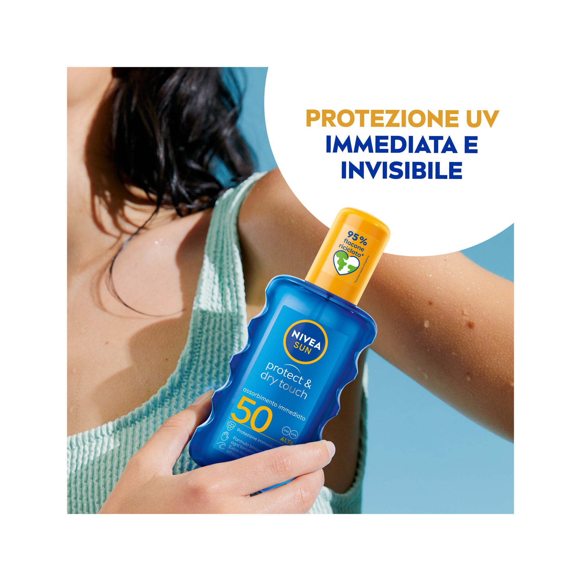 Nivea Sun Spray Solare Protect & Dry Touch Fp30 200ml Crema Solare 30 100% Trasparente Per Sportivi-5