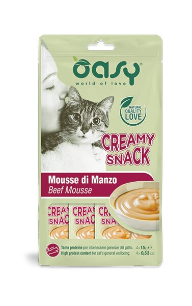 Oasy Snack Cat Creamy Manzo 4 x 15g-1