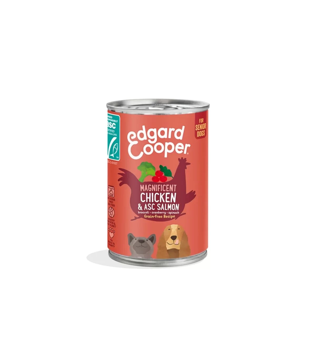 Edgard & Cooper Senior Pollo E Salmone Senza Cereali Cibo Umido per Cani 400g-3