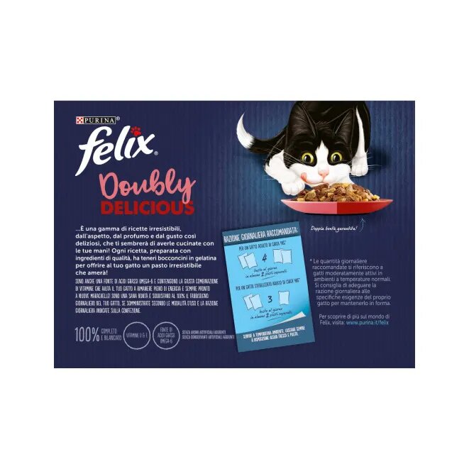 Purina Felix Le Ghiottonerie Manzo/Tacchino/Salmone/Trota Cibo Umido Gatti Adulti Busta 12x85g-3