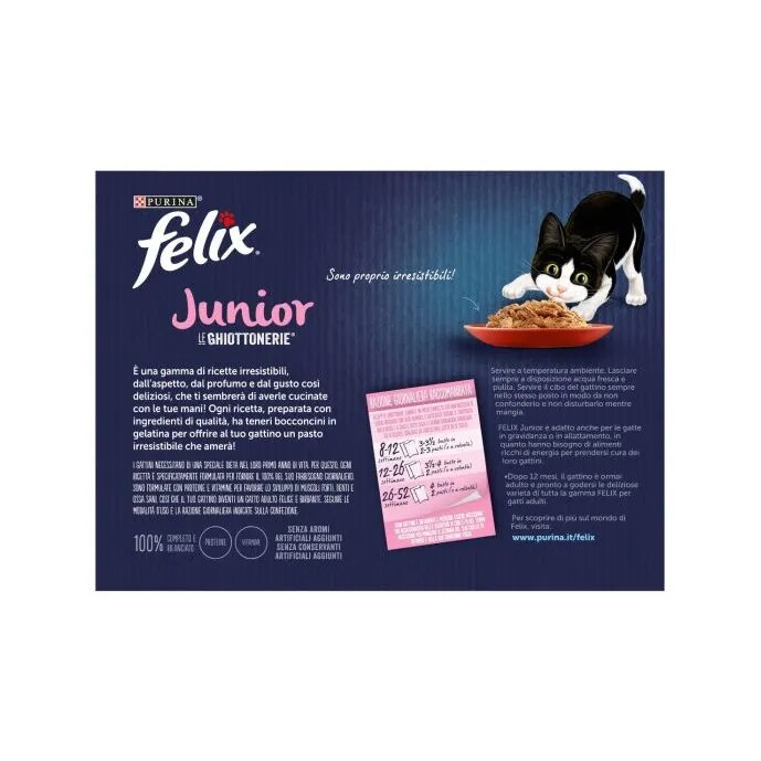Purina Felix Le Ghiottonerie Junior Gusto Manzo/Pollo Cibo Umido Per Gattini Busta 12x85g-3