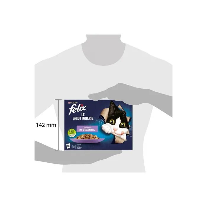 Purina Felix Le Ghiottonerie Gusto Manzo/Pollo/Salmone/Tonno Cibo Umido Gatti Adulti Busta 12x85g-6