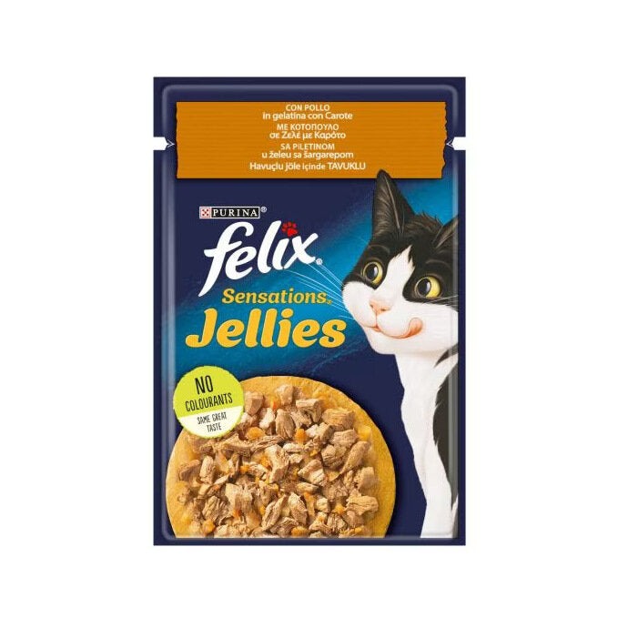 Purina Felix Sensations Jellies Pollo/Carote Cibo Umido Gatti Adulti Busta 85g-2