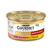 Purina Gourmet Gold Dadini In Salsa Con Salmone E Pollo Per Gatti Lattina 85g-2