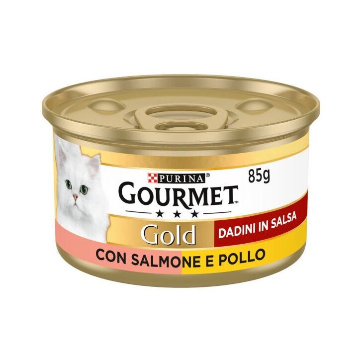 Purina Gourmet Gold Dadini In Salsa Con Salmone E Pollo Per Gatti Lattina 85g-2