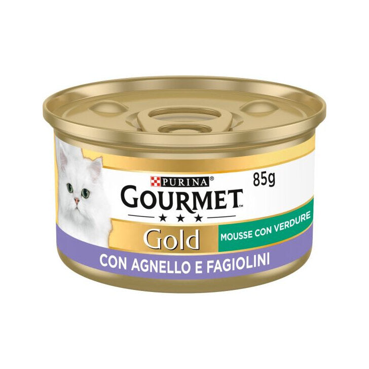 Purina Gourmet Gold Mousse Con Agnello E Fagiolini Per Gatti Lattina 85g-2