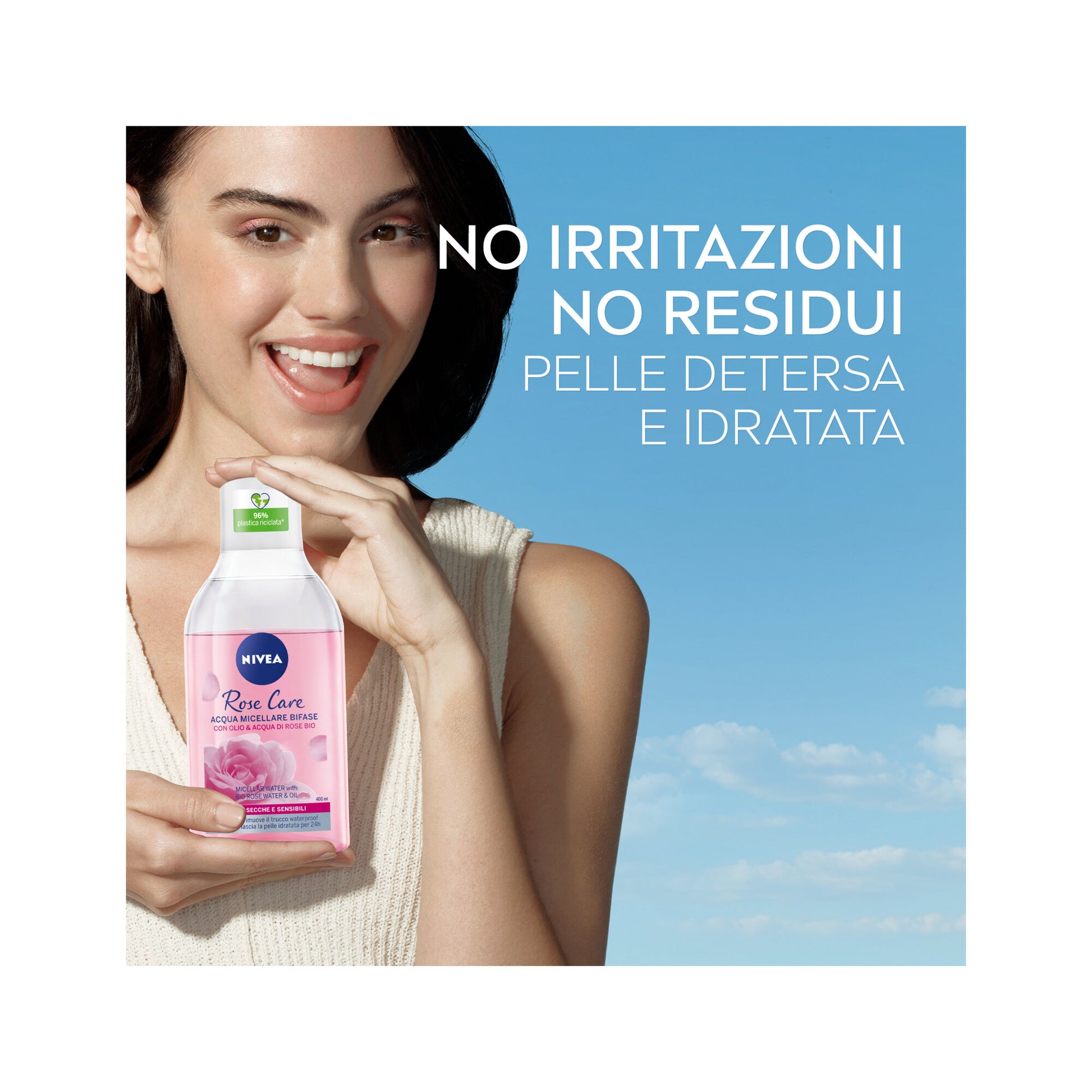 Nivea Rose Care Acqua Micellare Bifase Detergente Viso E Occhi Struccante Lenitivo 400ml-2