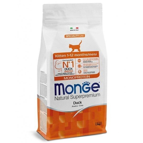 Monge Natural Superpremium Monoprotein Anatra Cibo Secco Per Gattini Sacco 1,5Kg-2