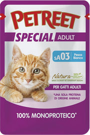 Petreet Monoproteico Pesce Bianco Cibo Umido Gatto Adulto Bustina 70g-2