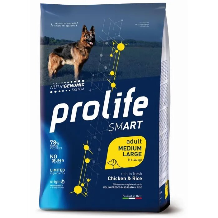 Prolife Dog Smart Chicken & Rice Cibo Secco Per Cani Adulti Taglia Media/Grande Sacco 12 Kg-2