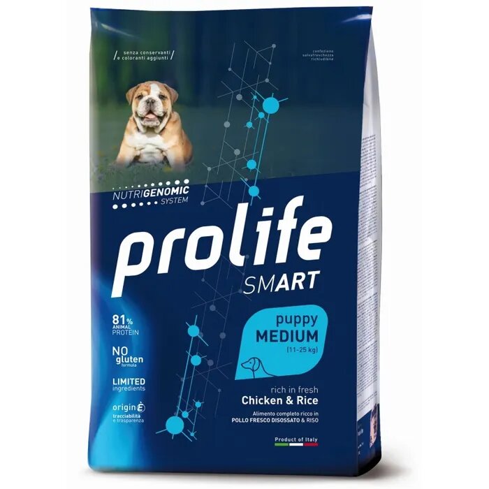 Prolife Dog Smart Chicken & Rice Cibo Secco Per Cani Cuccioli Taglia Media Sacco 2,5 Kg-3