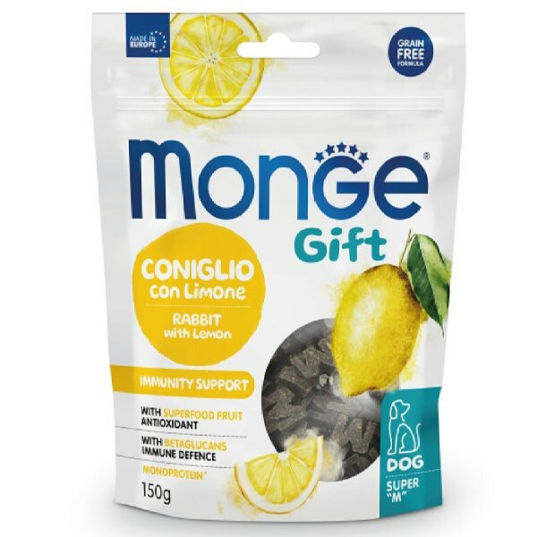 Monge Snack Super M Immunity Support Per Cani Coniglio Con Limone 150g-1
