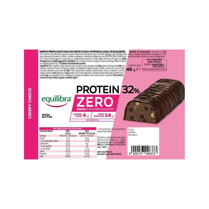 Equilibra Protein 32% Zero Crispy Choco Barretta 45g-2