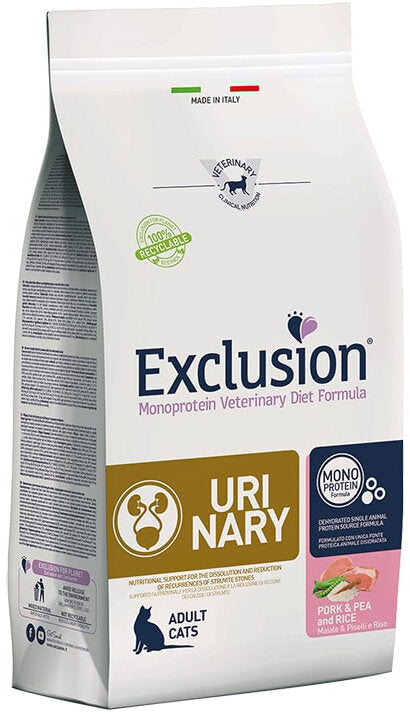 Exclusion Monoprotein Vet Diet Urinary Cibo Secco Maiale Piselli E Riso Per Gatti 1,5kg-1