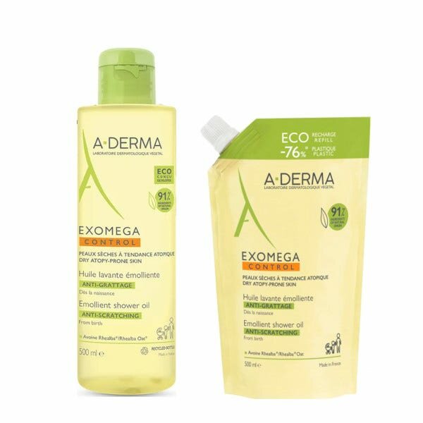 A-Derma Exomega Control Olio Lavante Emolliente 500ml + Ecoricarica 500ml-2