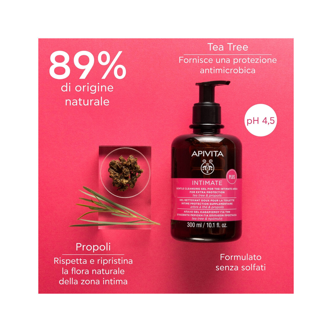 Apivita Intimate Plus Gel Detergente Intimo Extra Protezione 300ml-3