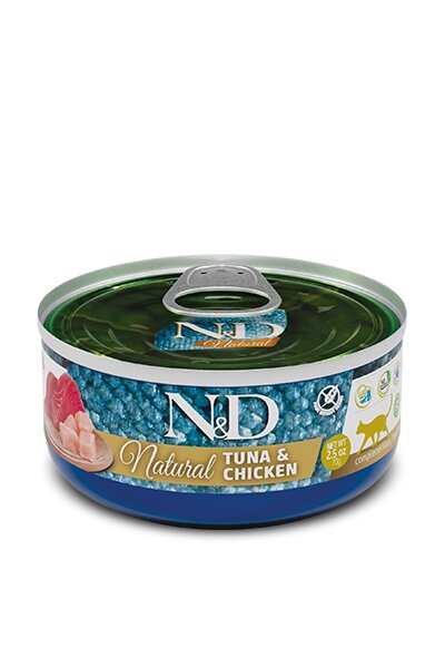 Farmina N&D Natural Tuna E Chicken Cibo Umido Gatti Adulti Lattina 140g-1