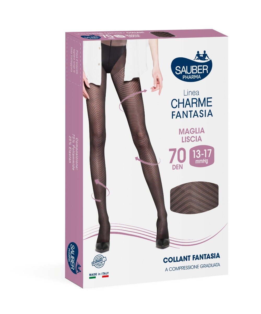 Sauber Linea Charme Fantasia Collant 70 Den Spigata Chic Nero Taglia 3-1