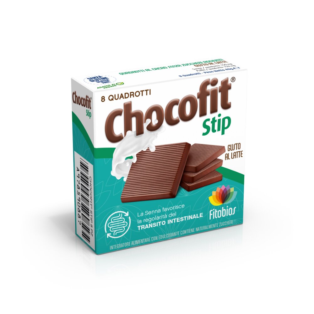 Fitobios Chocofit Stip Integratore Alimentare per l'Intestino 8 Quadrotti-1