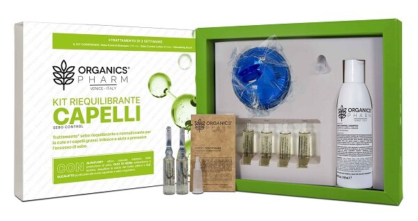 Organics Pharm Kit Riequilibrante Capelli Lozione 6 Fiale + Shampoo 150ml + Spazzola-1