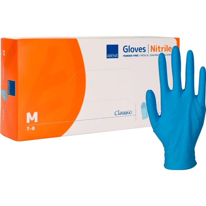 Abena Guanto Nitrile Senza Polvere Blu Taglia M 100 Pezzi-2