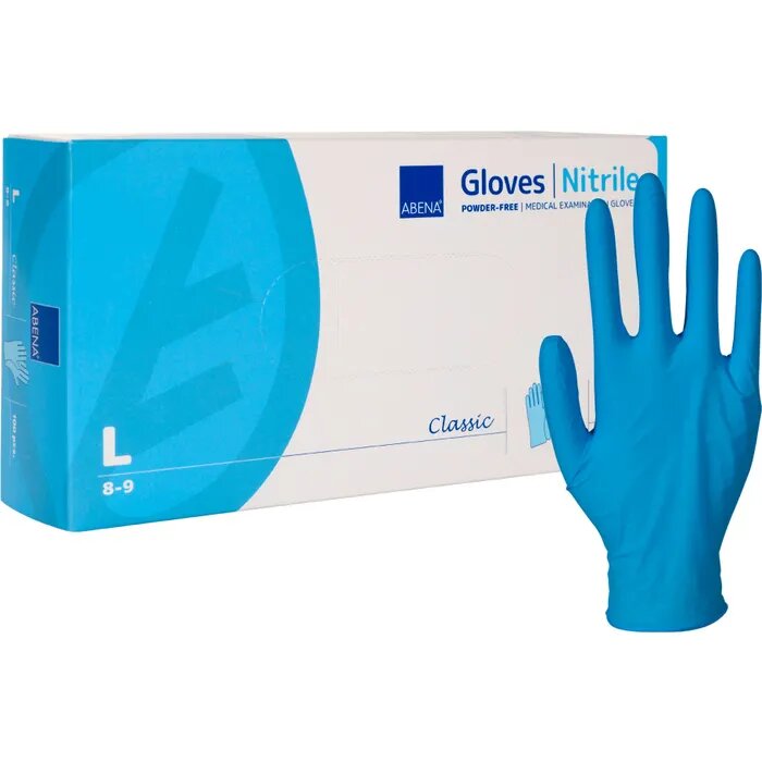 Abena Guanto Nitrile Senza Polvere Blu Taglia L 100 Pezzi-2