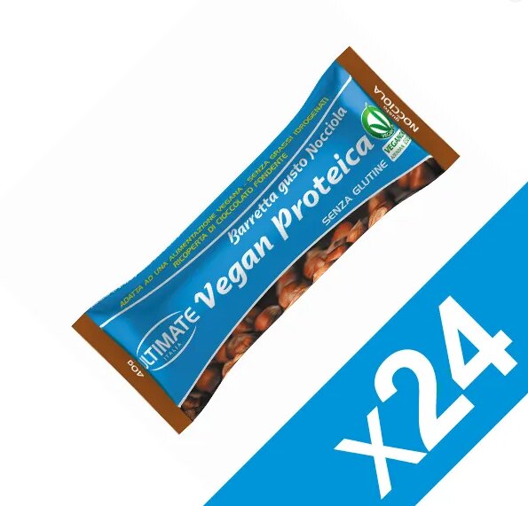 Ultimate Vegan Barretta Proteica Gusto Nocciola 24 Pezzi-1