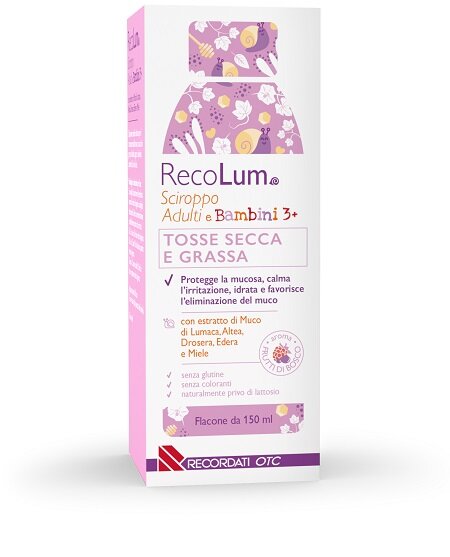 RecoLum Sciroppo Tosse Secca e Grassa 150ml Adulti e Bambini 3+-1