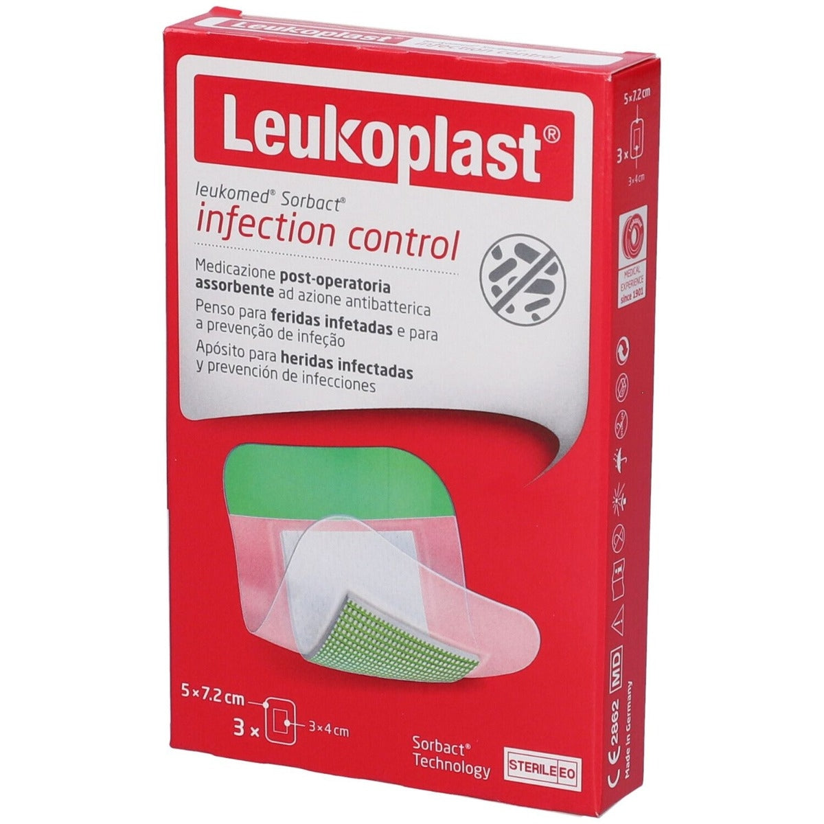 Leukomed Sorbact Medicazione 5x7,2 cm 3 Pezzi-1