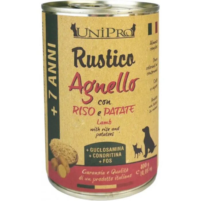Unipro Rustico Cibo Umido Agnello Riso E Patate Per Cani 7Anni+ Barattolo 400g-1