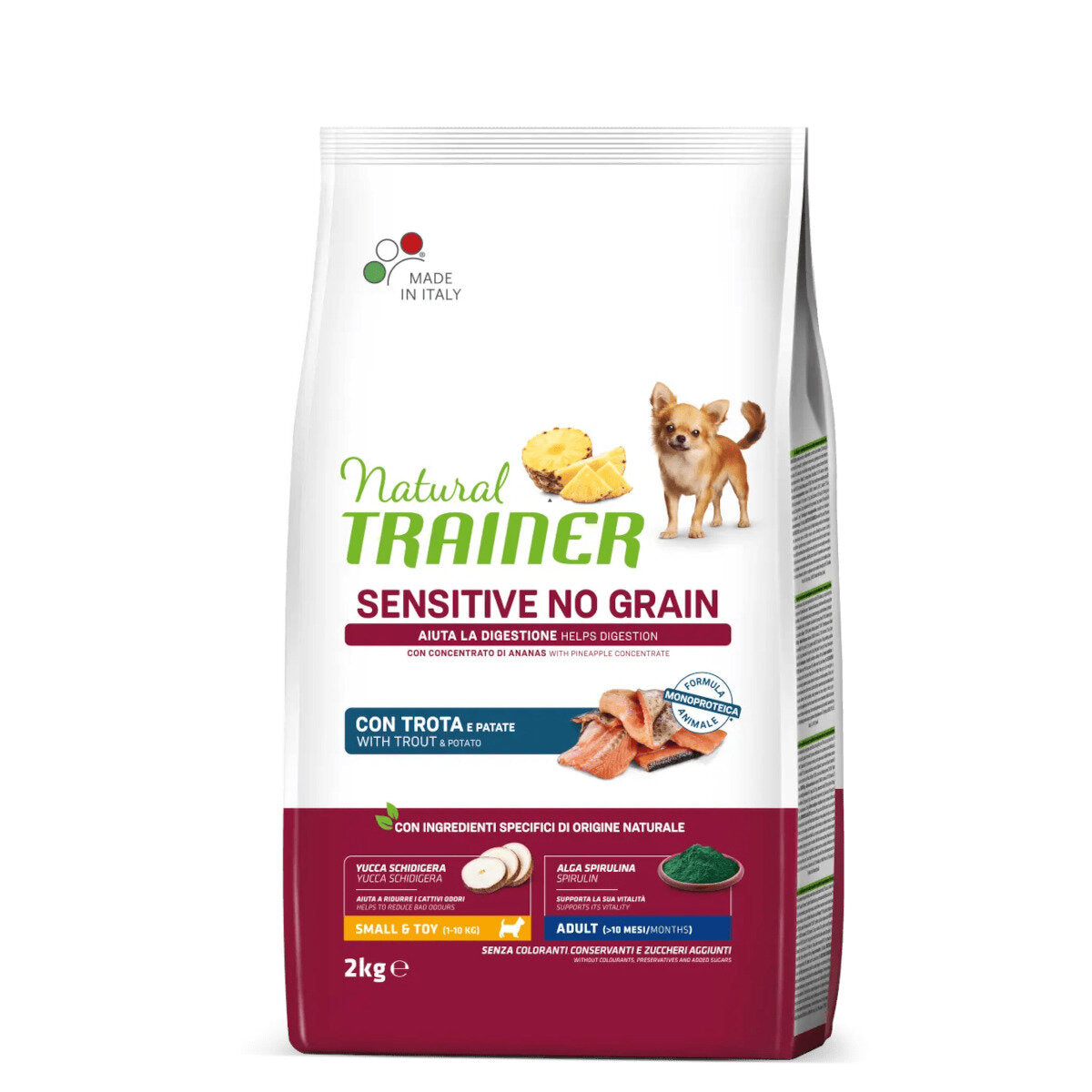 Natural Trainer Sensitive No Grain Small & Toy Adult Con Trota Per Cani Toy 2kg-1